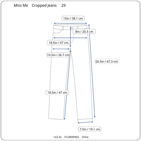 Miss Me JPS5014 Distressed Embroidered Flap Pockets Croppped Crop Jeans 29 18 - Picture 9 of 9